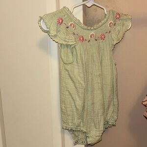 Green Ruffled Kids One Piece